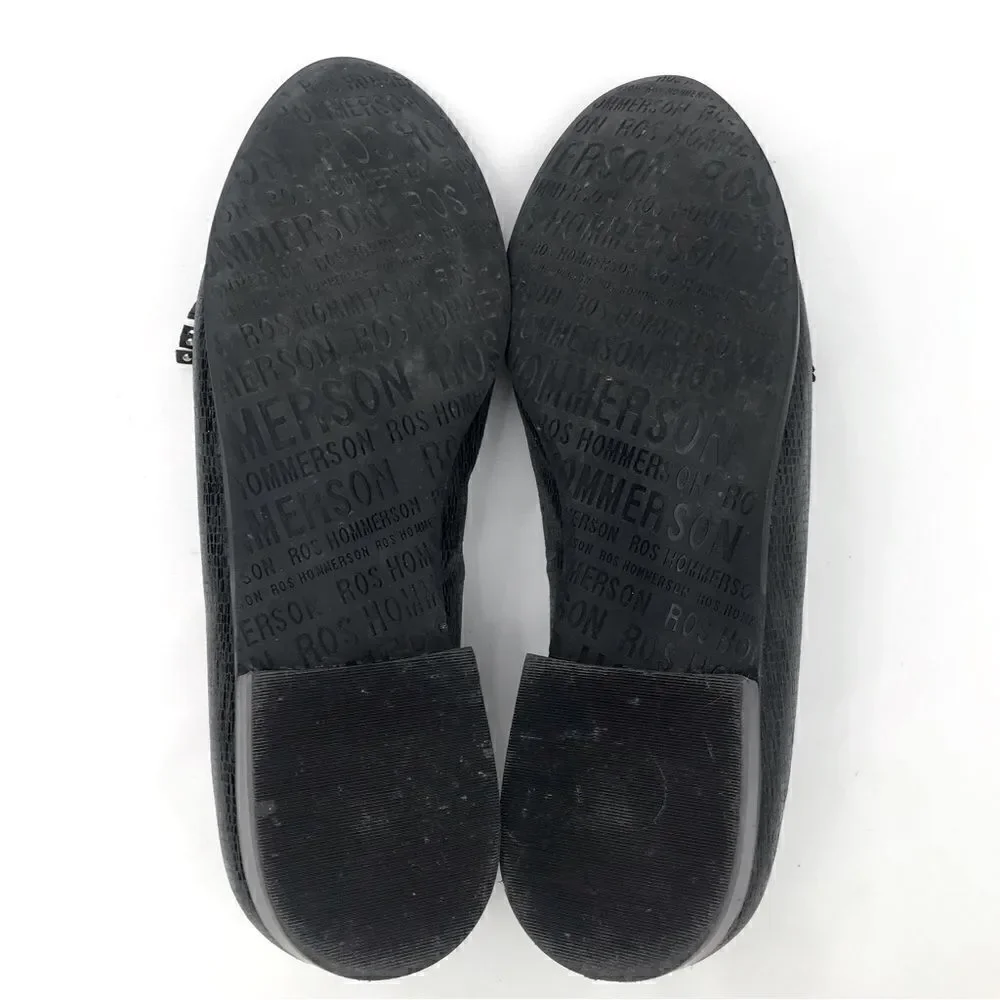 Ros Hommerson DIXIE  Tassel Loafer in Charcoal Iguana Print Leather